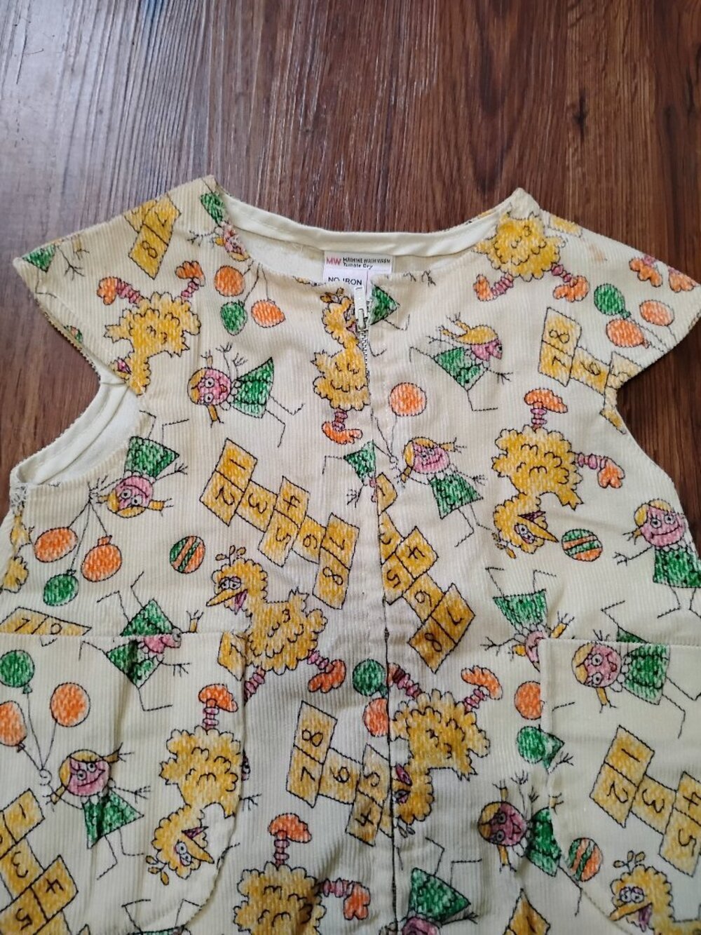 Vintage JCPenney Sesame Street Hopscotch Big Bird Dress Corduroy